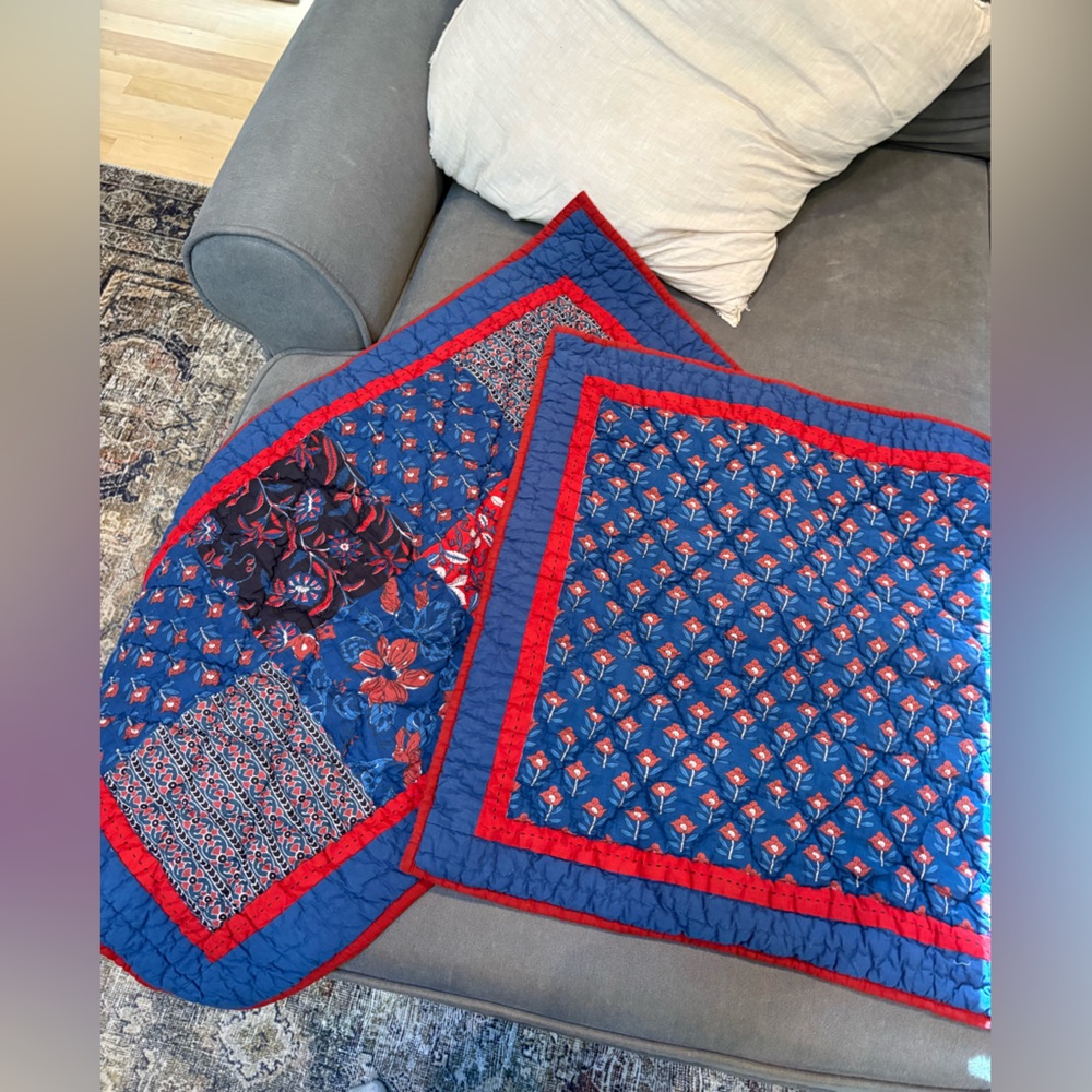 The Company Store Quilted Blue & Red Sham Covers Square & Rectangle